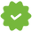 Green checkmark inside a starburst shape.