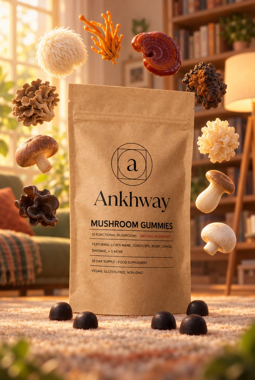 Ankhway pack with mushrooms and gummies